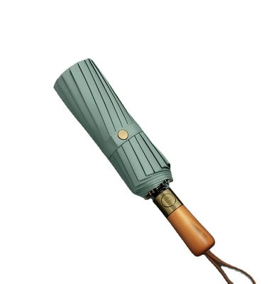 Parapluie automatique en vinyle pour adultes à poignée en bois coréen avec double soleil et pluie