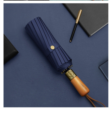 Parapluie automatique en vinyle pour adultes à poignée en bois coréen avec double soleil et pluie
