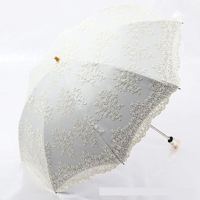 Lace Broderie Princesse Parapluie 2-3 Remplaçable Contrôle manuel Parfait pour la pluie et le soleil