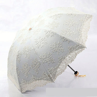 Lace Broderie Princesse Parapluie 2-3 Remplaçable Contrôle manuel Parfait pour la pluie et le soleil