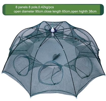 Réseaux de pêche portatifs pièges à appâts à la main avec maille de 3 mm et pliage de 65 cm