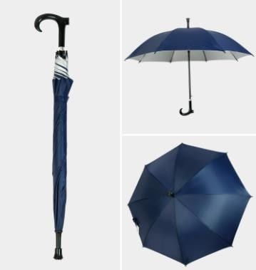 108 cm de diamètre ouvert, parapluie droite, bâton de marche avec choix de motifs réfléchissants