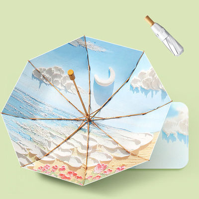 Peinture à l'huile Série de luxe lumineuse Trois parapluies d'iris violets en style classique