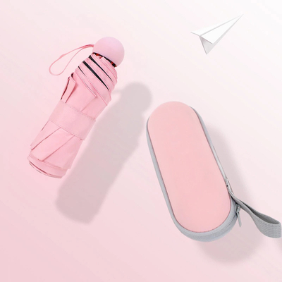 5 Parapluie pliable Petite poche Parapluie ensoleillée et pluvieuse Femmes Conception double écran solaire