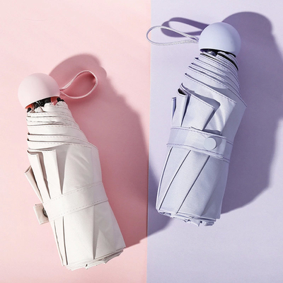5 Parapluie pliable Petite poche Parapluie ensoleillée et pluvieuse Femmes Conception double écran solaire