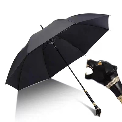 Tête d'animal japonaise Noir parapluie à barres droites personnalisée pour les personnalités créatives