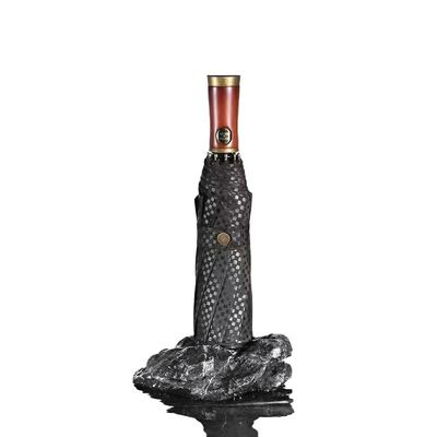 Parapluie à poignée en bois automatique pour homme avec arbre en bois massif et design rétro