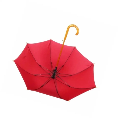 Auto-ouverture du parapluie à bâton en fibre de verre avec poignée en bois et conception personnalisée
