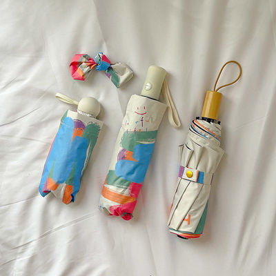 Matériau en tissu de polyester 190T Parapluie semi-automatique Paraguas UV Mini pour extérieur