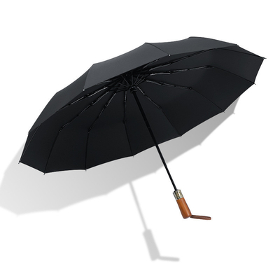 Cadeau d'affaires Parapluie à poignée en bois avec bloc UV et arbre métallique