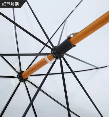 Des parapluies de couleur sur mesure en Espagne avec un cadre en fibre de verre et une poignée en bois