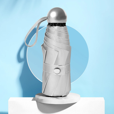 Mini parapluie manuelle de poche avec imprimé de logo personnalisé et côtes en fibre de verre en aluminium