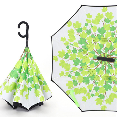 Parapluie à double couche étanche au vent Impression de logo personnalisée avec poignée en caoutchouc C