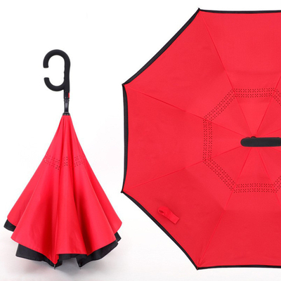 Parapluie à double couche étanche au vent Impression de logo personnalisée avec poignée en caoutchouc C