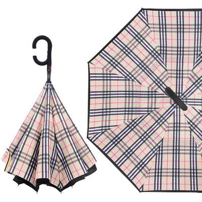 Parapluie à double couche étanche au vent Impression de logo personnalisée avec poignée en caoutchouc C