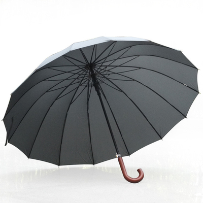 27 pouces 16 côtes Golf parapluie droite avec poignée en bois personnalisé article personnalisé