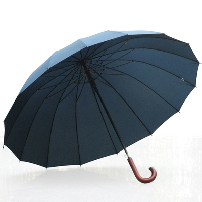 27 pouces 16 côtes Golf parapluie droite avec poignée en bois personnalisé article personnalisé