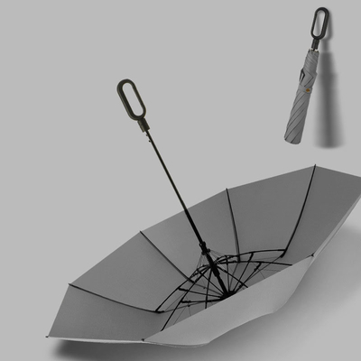 Parapluie à vent renforcé Logo 23 &quot; Parapluie pliable automatique pour homme avec boucle d'anneau