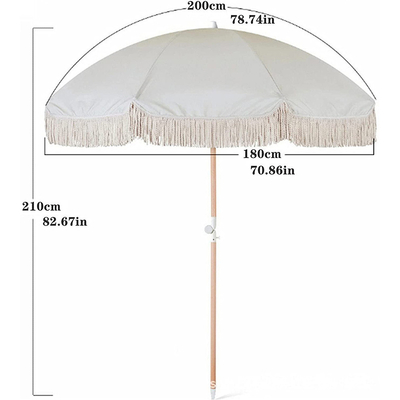 Impression personnalisée parapluie de patio en bois avec tasselles personnalisation du logo du client