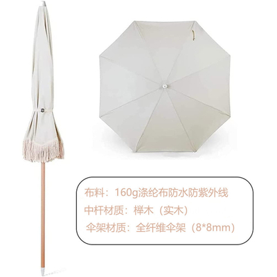 Impression personnalisée parapluie de patio en bois avec tasselles personnalisation du logo du client