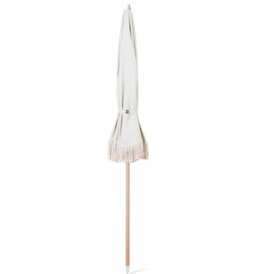 Parasole de plage fringé adapté aux voyageurs avec des écharpes en coton et une fonction tout-en-un
