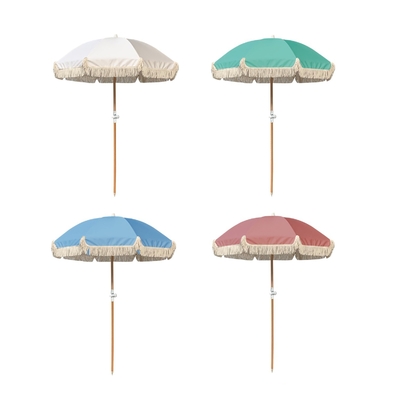 Cadre en aluminium UV Protège le soleil Parasol extérieur Parapluie de jardin avec logo personnalisé et frange