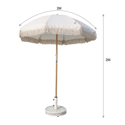 Cadre en aluminium UV Protège le soleil Parasol extérieur Parapluie de jardin avec logo personnalisé et frange