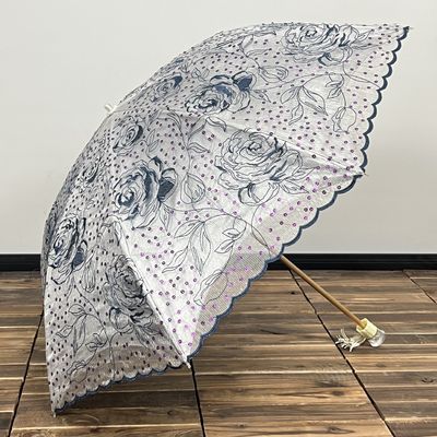 Parapluie pour adultes en rose brodée en paillettes avec fonction étanche et conception légère