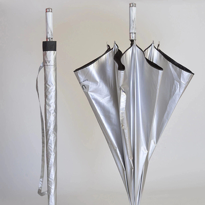 Manche de revêtement en plastique longue double titane argent parapluie automatique de golf pour l' extérieur