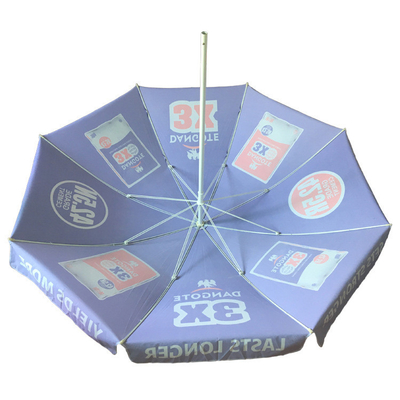 2.4 mètres de diamètre ouvert Logo personnalisé parapluie de plage Pongee pour la publicité en plein air