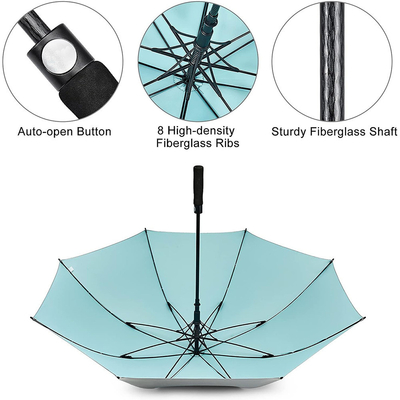 Parapluie de golf de style voyage avec fonction automatique étanche au vent et longue poignée