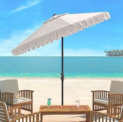Parapluie de plage de 9 pouces en noir et blanc Auto Tilt pour la collection extérieure
