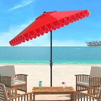 Conseils en plastique Iris Fashion Line Auto Tilt Noir et blanc 9 pouces Petit parapluie de plage
