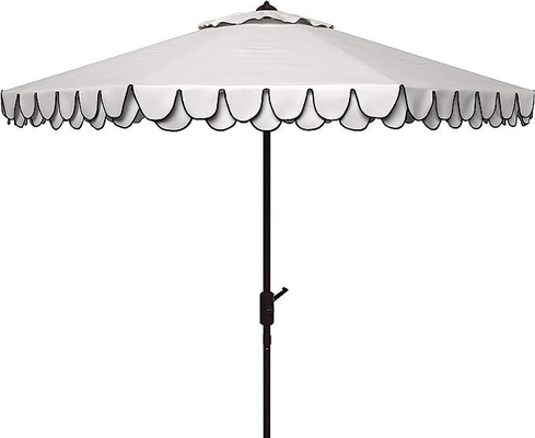 Parapluie noir et blanc 9 pouces ligne de collection extérieure Auto Tilt Parapluie solaire de jardin