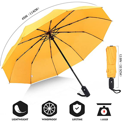 Logo personnalisé Trois sections de parapluie pliable pluie et soleil conception double arbre en acier