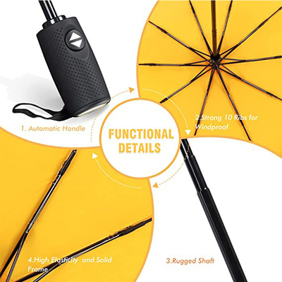 Logo personnalisé Trois sections de parapluie pliable pluie et soleil conception double arbre en acier