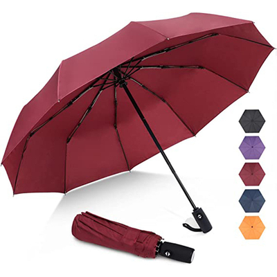 Logo personnalisé Trois sections de parapluie pliable pluie et soleil conception double arbre en acier