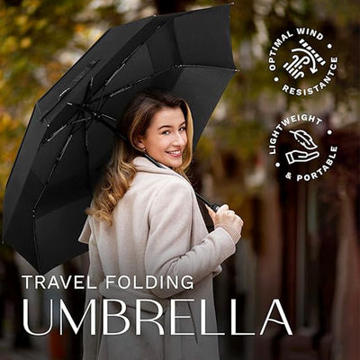 Logo personnalisé Double parapluie pliable Un clic ouvrir parapluie de voyage pour cadeau publicitaire