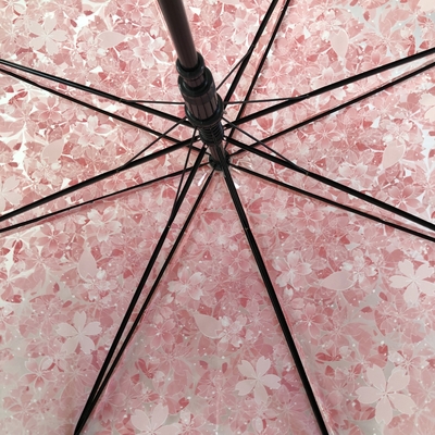Plastique J Manche personnalisé professionnel POE clair Compact Sakura parapluie pour les voyages
