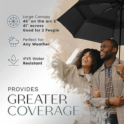 Logo personnalisé Double parapluie pliable Un clic ouvrir parapluie de voyage pour cadeau publicitaire