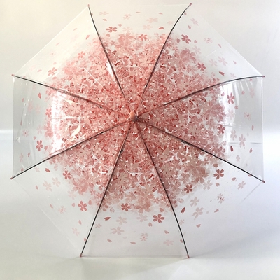 Plastique J Manche personnalisé professionnel POE clair Compact Sakura parapluie pour les voyages