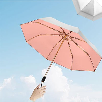 Parapluie de protection solaire en tissu de nylon 190T avec conception triple pli et support en or Macaron