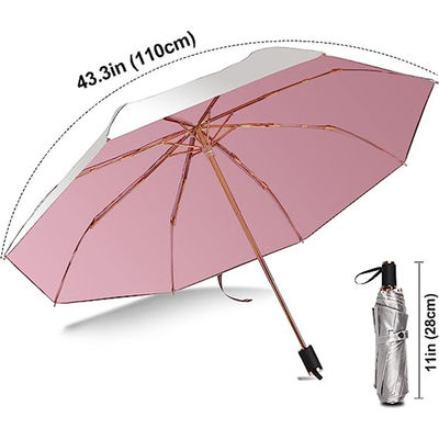 Parapluie de protection solaire en tissu de nylon 190T avec conception triple pli et support en or Macaron