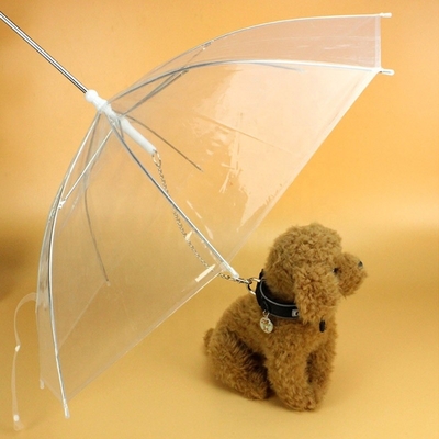 Parapluie en plastique pour animaux de compagnie en plastique blanc transparent et imperméable à l' eau pliable avec poignée en aluminium