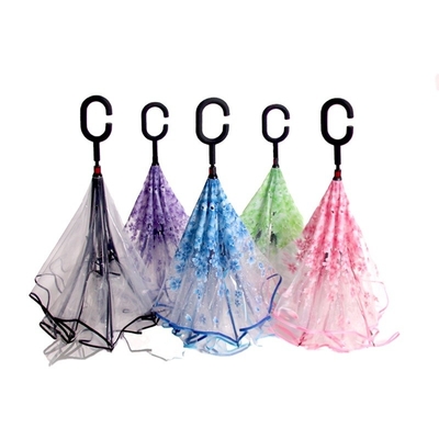 23 pouces 8K Promotion Eco-friendly Droite POE Sakura Parapluie en plastique rétro transparente