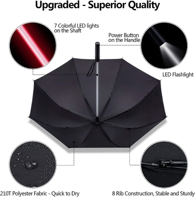 Lumières scandinaves Katana parapluie LED Lumières Samurai Design épée 190T Tissu en nylon