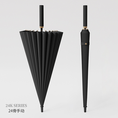 Grand cadre en fibre de verre 24 os parapluie automatique avec une tige droite et une poignée longue