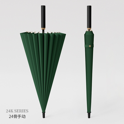 Grand cadre en fibre de verre 24 os parapluie automatique avec une tige droite et une poignée longue