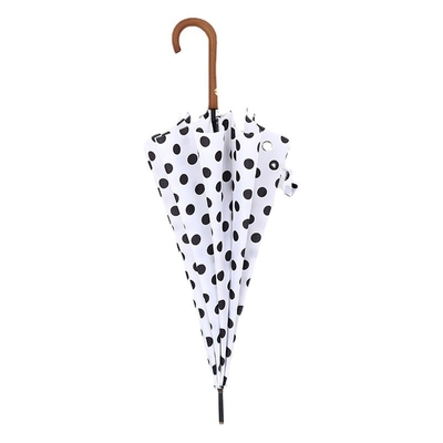 Parapluie imprimé à poignée longue avec poignée incurvée en bois massif et tissu Pongee 190T-50D