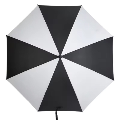 Ombrelle de golf personnalisée en noir et blanc avec 120 cm de diamètre ouvert